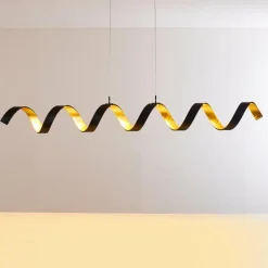 Suspension Rezat LED Noir doré, 6 lumières