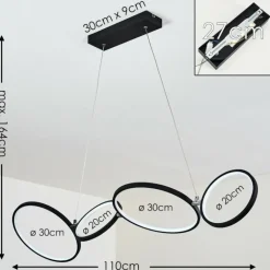 Suspension Rodekro LED Noir, 1 lumière