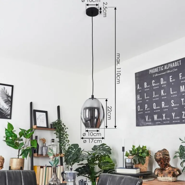 Suspension Roosevelt Noir, 1 lumière