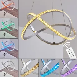 Suspension Saginaw LED Nickel mat, 1 lumière, Télécommandes, Changeur de couleurs