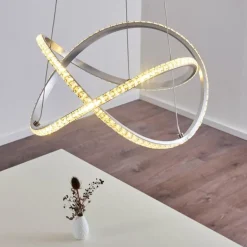 Suspension Saginaw LED Nickel mat, 1 lumière, Télécommandes, Changeur de couleurs