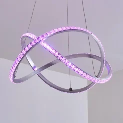 Suspension Saginaw LED Nickel mat, 1 lumière, Télécommandes, Changeur de couleurs