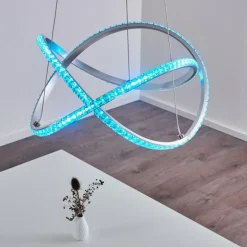 Suspension Saginaw LED Nickel mat, 1 lumière, Télécommandes, Changeur de couleurs