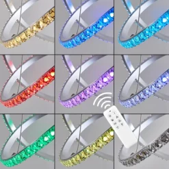 Suspension Saginaw LED Nickel mat, 1 lumière, Télécommandes, Changeur de couleurs