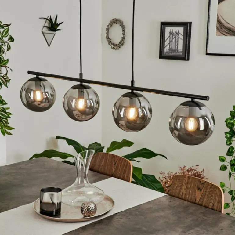 Suspension Salamonde Noir, 4 lumières