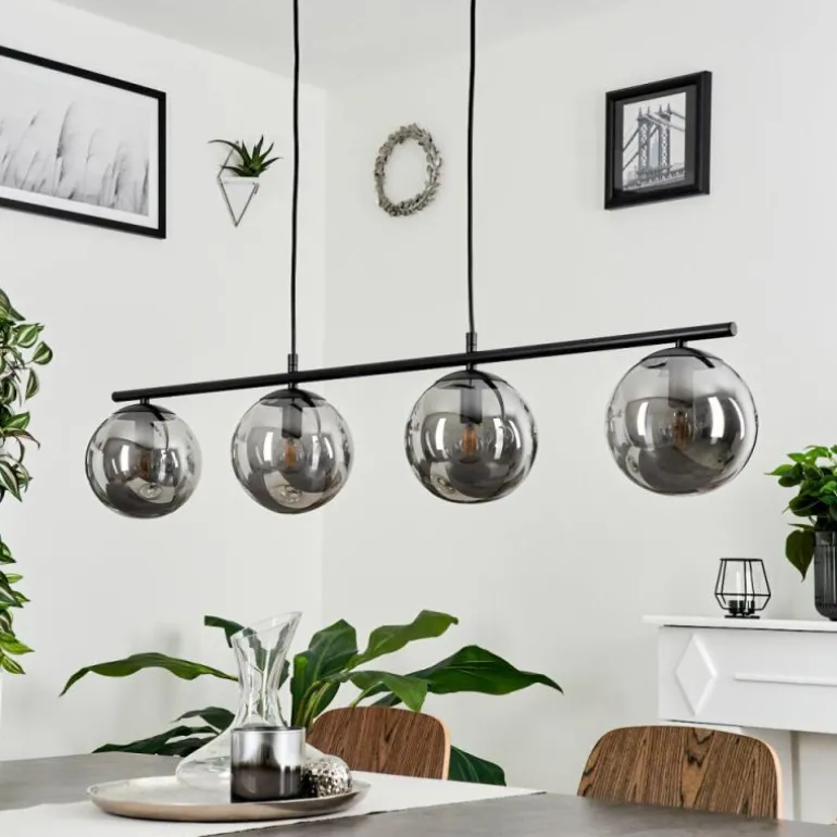 Suspension Salamonde Noir, 4 lumières