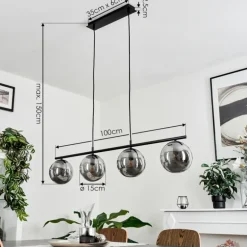 Suspension Salamonde Noir, 4 lumières