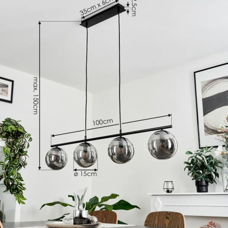 Suspension Salamonde Noir, 4 lumières