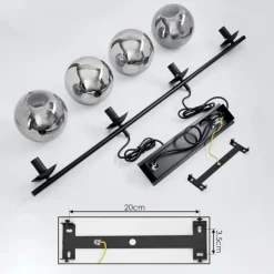 Suspension Salamonde Noir, 4 lumières