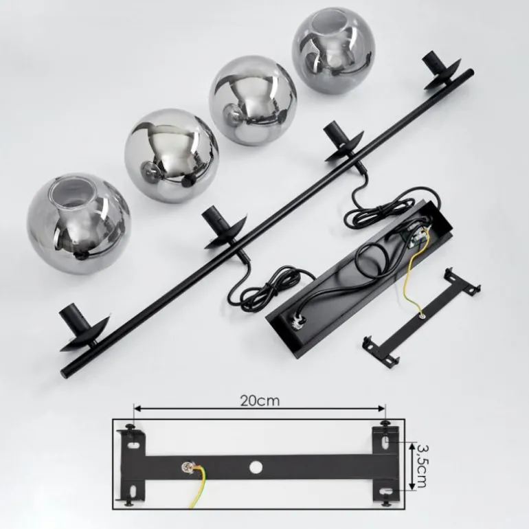 Suspension Salamonde Noir, 4 lumières