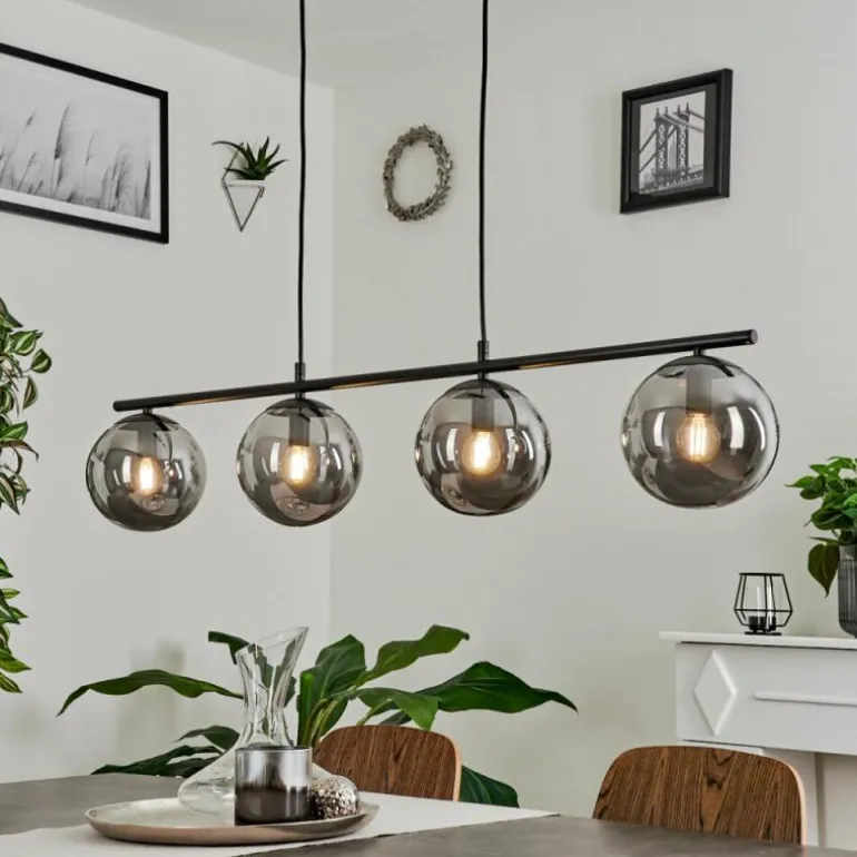 Suspension Salamonde Noir, 4 lumières