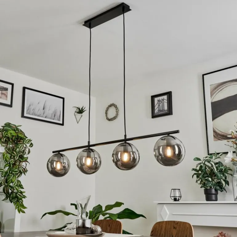 Suspension Salamonde Noir, 4 lumières