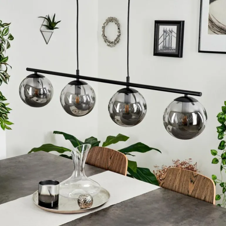 Suspension Salamonde Noir, 4 lumières