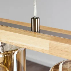 Suspension Saltaire Bois clair, Argenté, 5 lumières