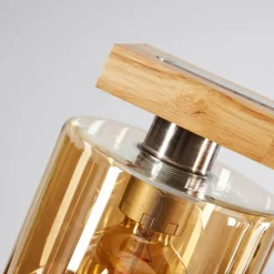 Suspension Saltaire Bois clair, Argenté, 5 lumières