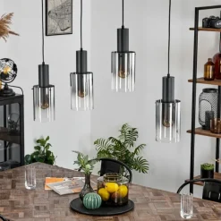 Suspension Sambour Noir, 4 lumières