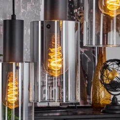 Suspension Sambour Noir, 4 lumières