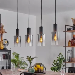 Suspension Sambour Noir, 4 lumières