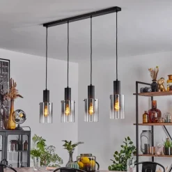 Suspension Sambour Noir, 4 lumières