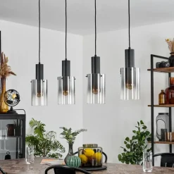Suspension Sambour Noir, 4 lumières