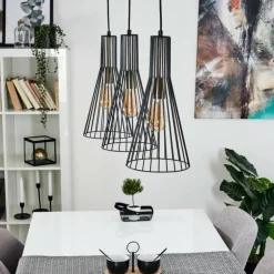 Suspension Samorinha Noir, 3 lumières