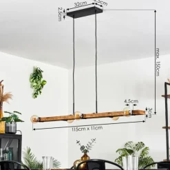 Suspension Schanis Écru, Noir, 5 lumières