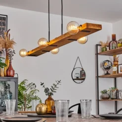 Suspension Schanis Écru, Noir, 5 lumières