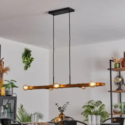 Suspension Schanis Écru, Noir, 5 lumières