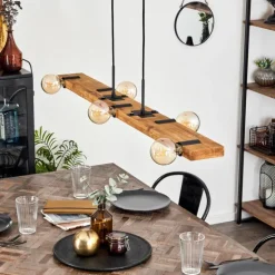 Suspension Schanis Écru, Noir, 5 lumières