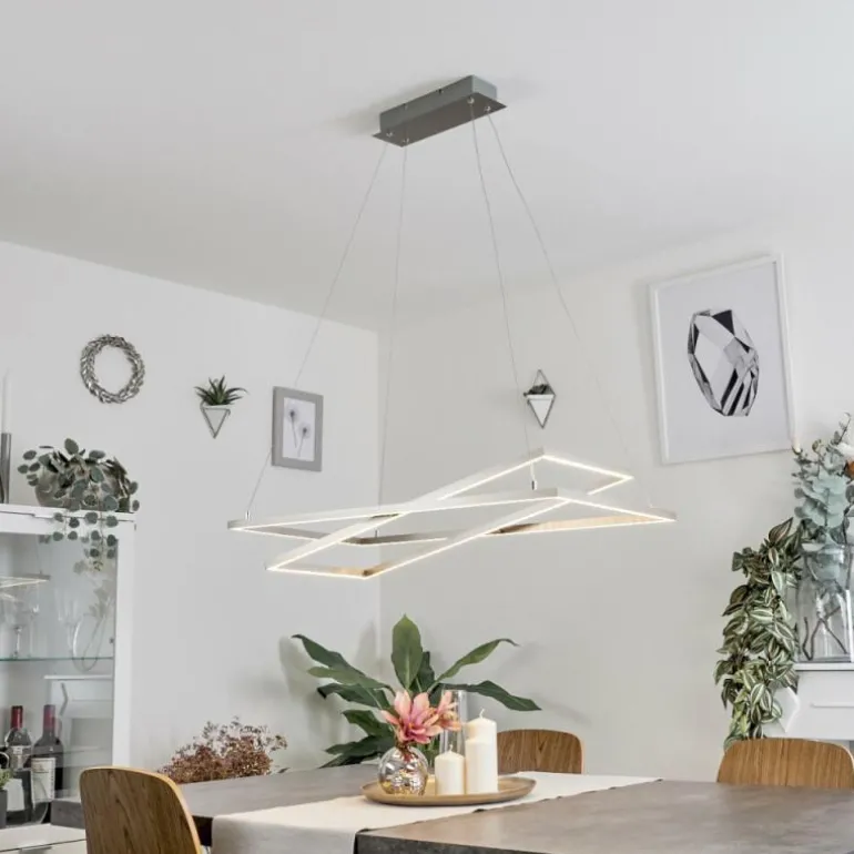 Suspension Schleitheim Chrome, Nickel mat, Blanc, 1 lumière