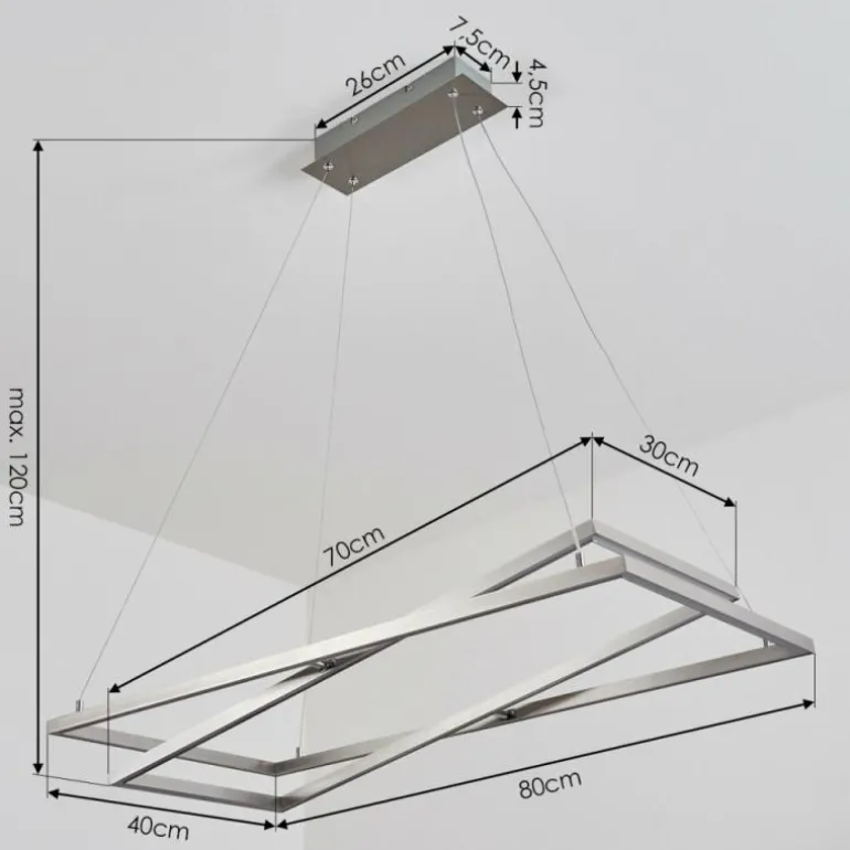 Suspension Schleitheim Chrome, Nickel mat, Blanc, 1 lumière