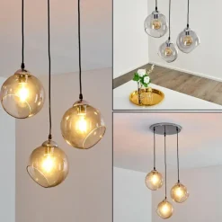 Suspension Schnabek Chrome, Noir, 3 lumières