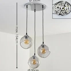 Suspension Schnabek Chrome, Noir, 3 lumières
