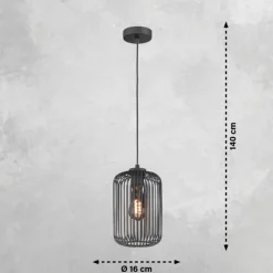 Suspension SCHÖNER WOHNEN-Kollektion Cage Noir, 1 lumière