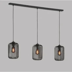 Suspension SCHÖNER WOHNEN-Kollektion Cage Noir, 3 lumières