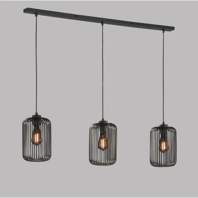 Suspension SCHÖNER WOHNEN-Kollektion Cage Noir, 3 lumières