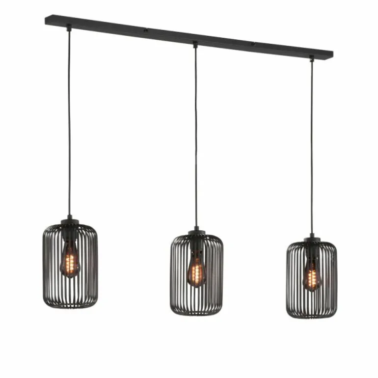 Suspension SCHÖNER WOHNEN-Kollektion Cage Noir, 3 lumières