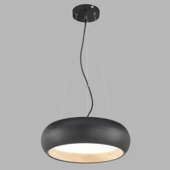 Suspension SCHÖNER WOHNEN-Kollektion Wood LED Couleur bois, Noir, 1 lumière