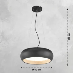 Suspension SCHÖNER WOHNEN-Kollektion Wood LED Couleur bois, Noir, 1 lumière