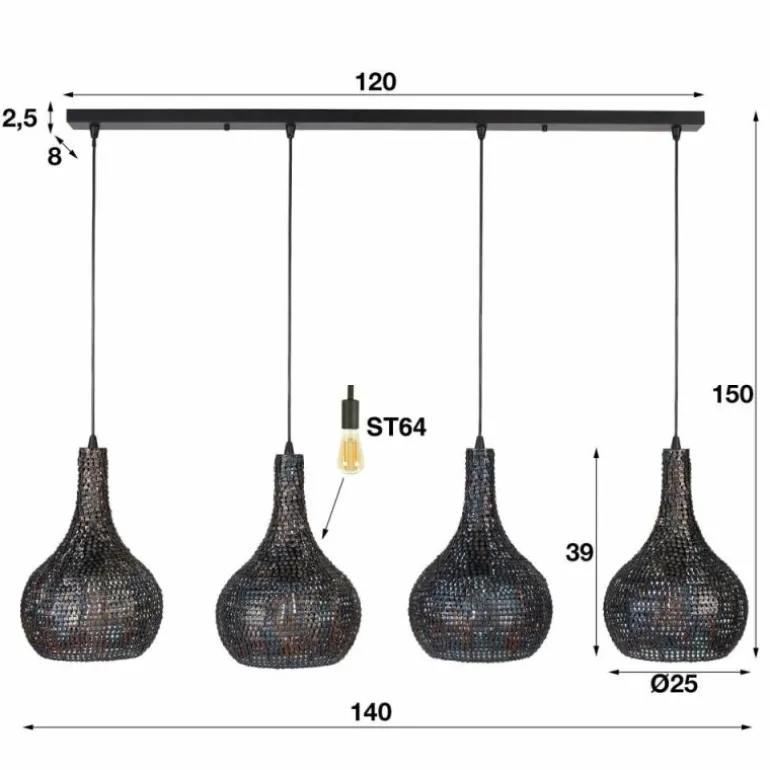 Suspension Seda, 4 lumières