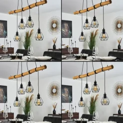 Suspension Seegaard Bois clair, Noir, 4 lumières