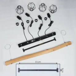 Suspension Seegaard Bois clair, Noir, 4 lumières