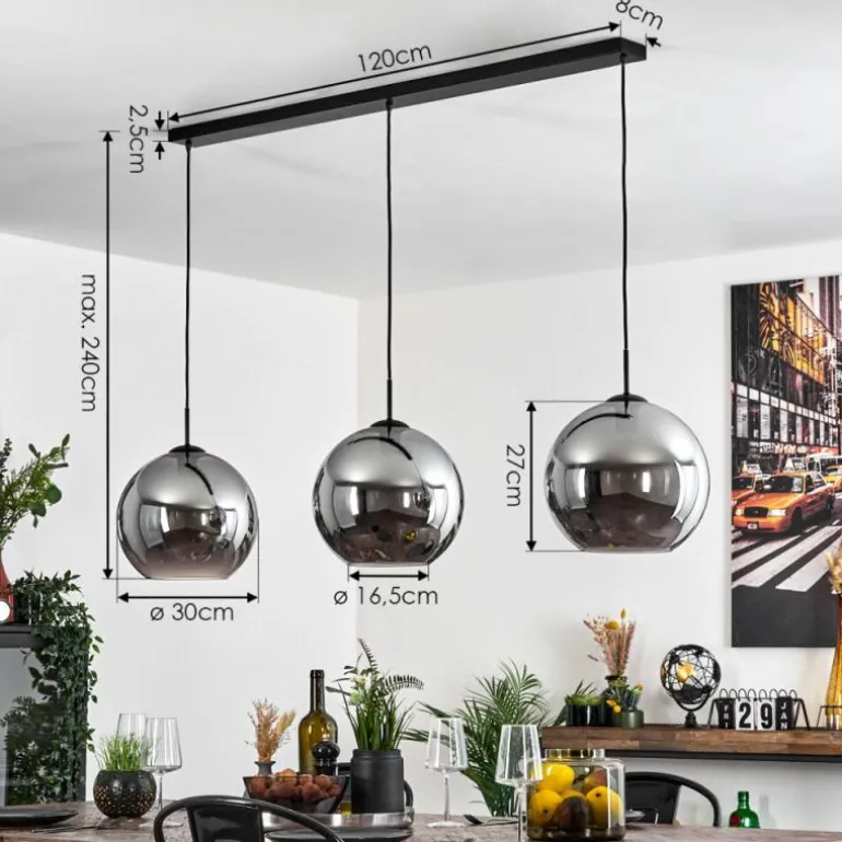 Suspension Semrong Noir, 3 lumières