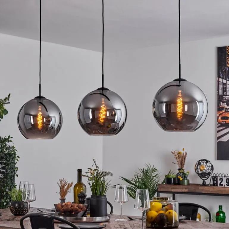 Suspension Semrong Noir, 3 lumières