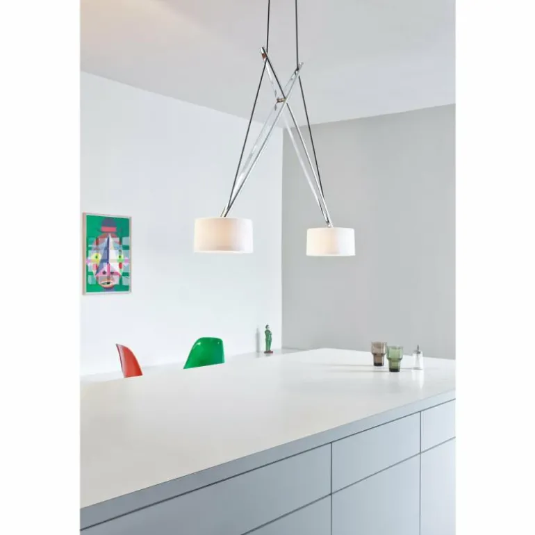 Suspension Serien Lighting TWIN LED Chrome, 2 lumières