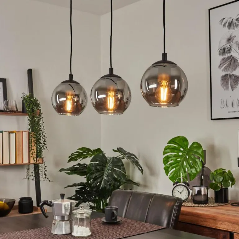 Suspension Sernf Noir, 3 lumières