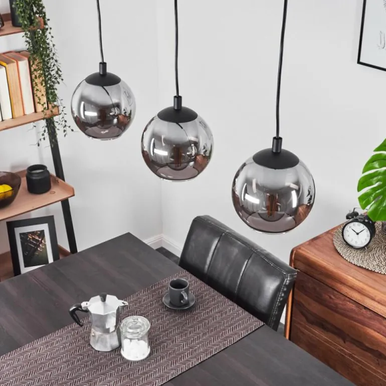 Suspension Sernf Noir, 3 lumières