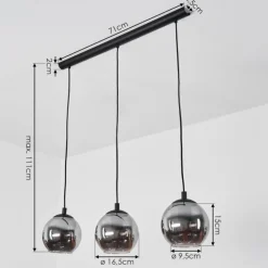Suspension Sernf Noir, 3 lumières
