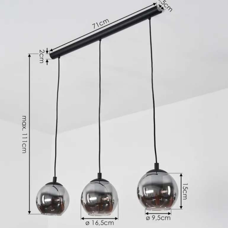 Suspension Sernf Noir, 3 lumières