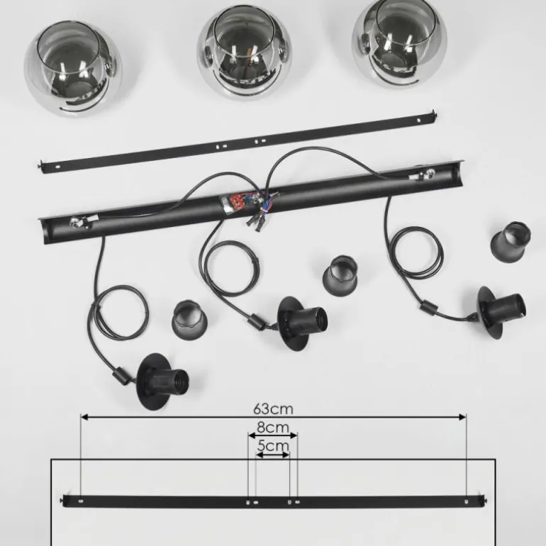 Suspension Sernf Noir, 3 lumières